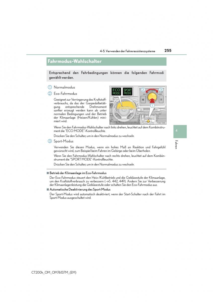 Lexus CT200h Handbuch / page 255