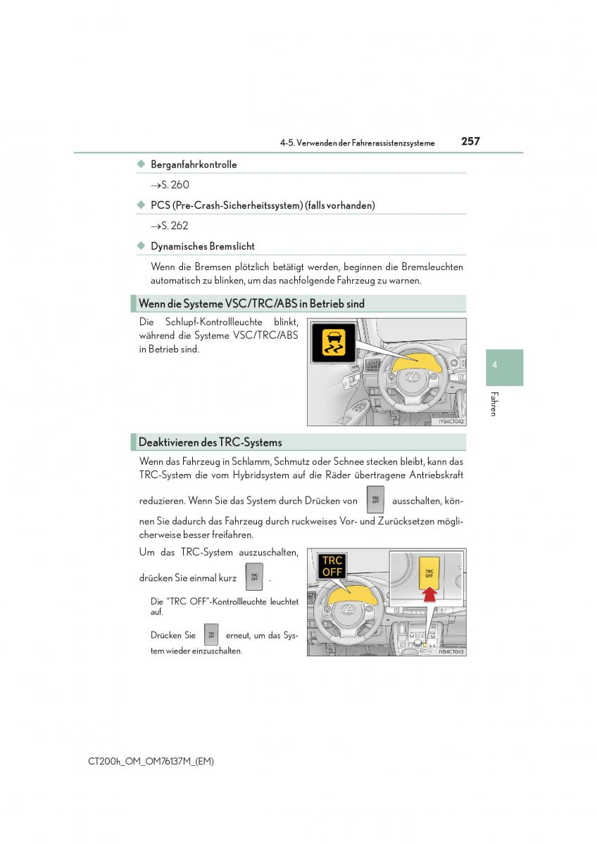 Lexus CT200h Handbuch / page 257