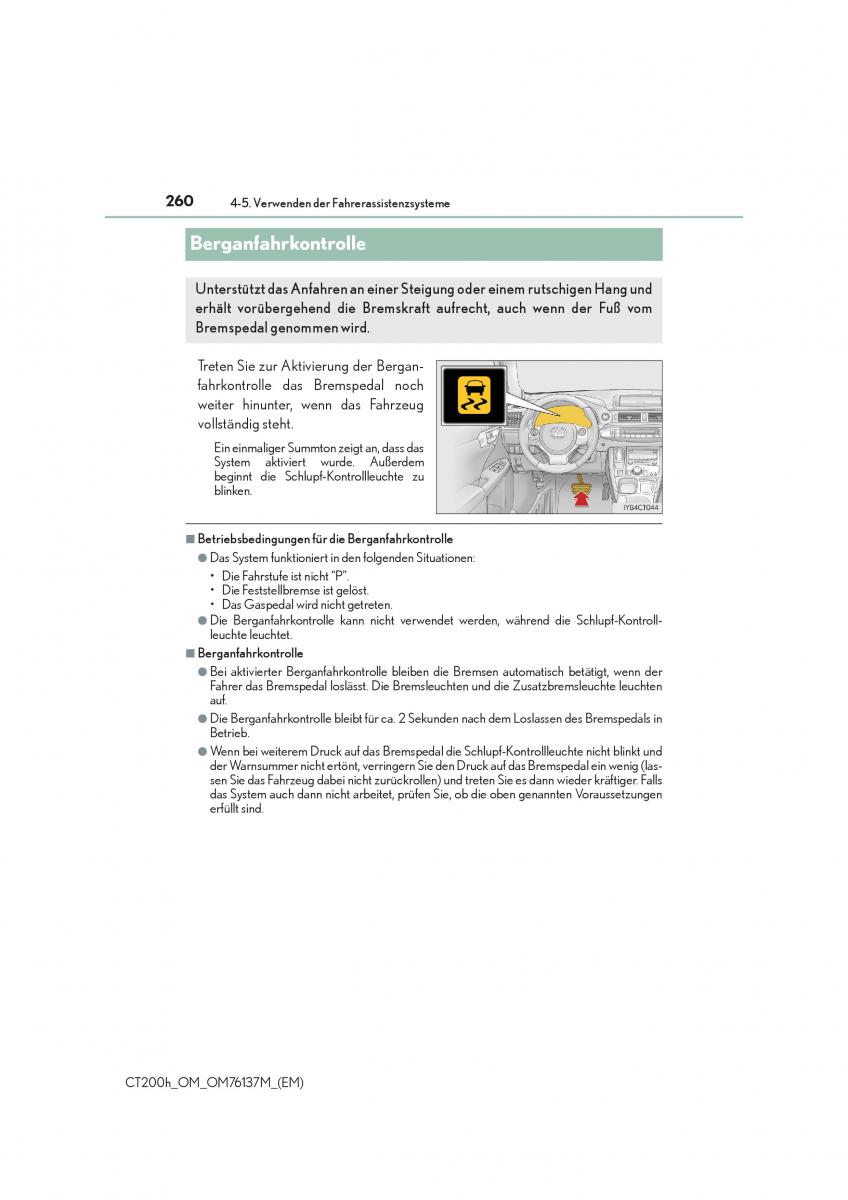 Lexus CT200h Handbuch / page 260