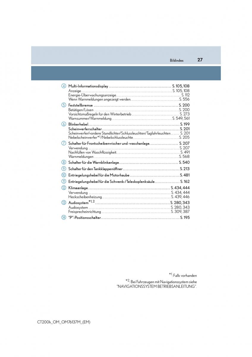 Lexus CT200h Handbuch / page 27