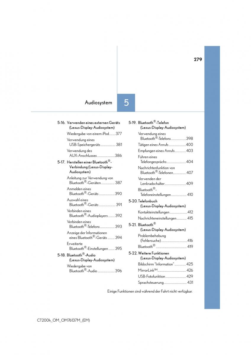 Lexus CT200h Handbuch / page 279