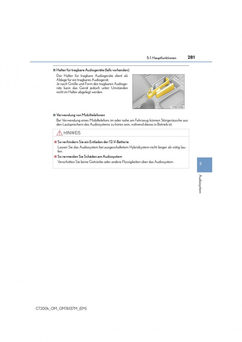 Lexus CT200h Handbuch / page 281