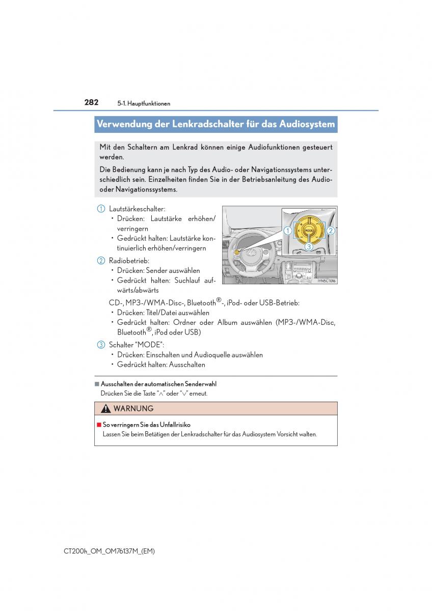 Lexus CT200h Handbuch / page 282