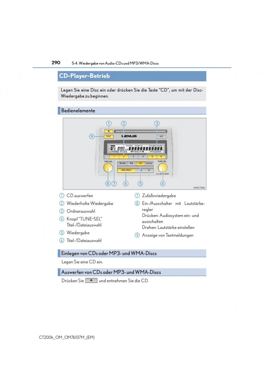 Lexus CT200h Handbuch / page 290