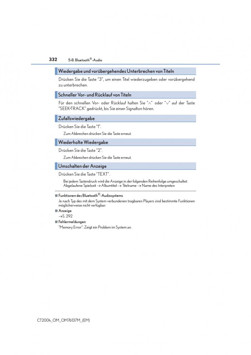 Lexus CT200h Handbuch / page 332