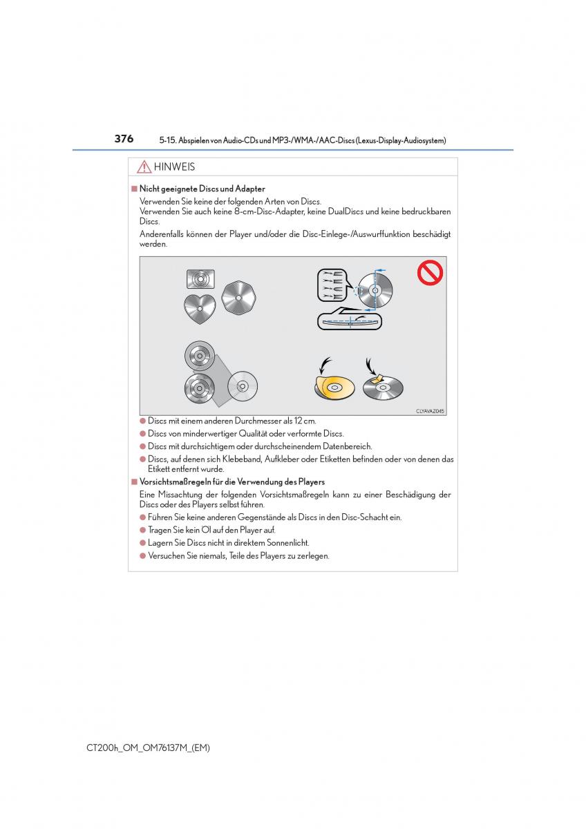 Lexus CT200h Handbuch / page 376