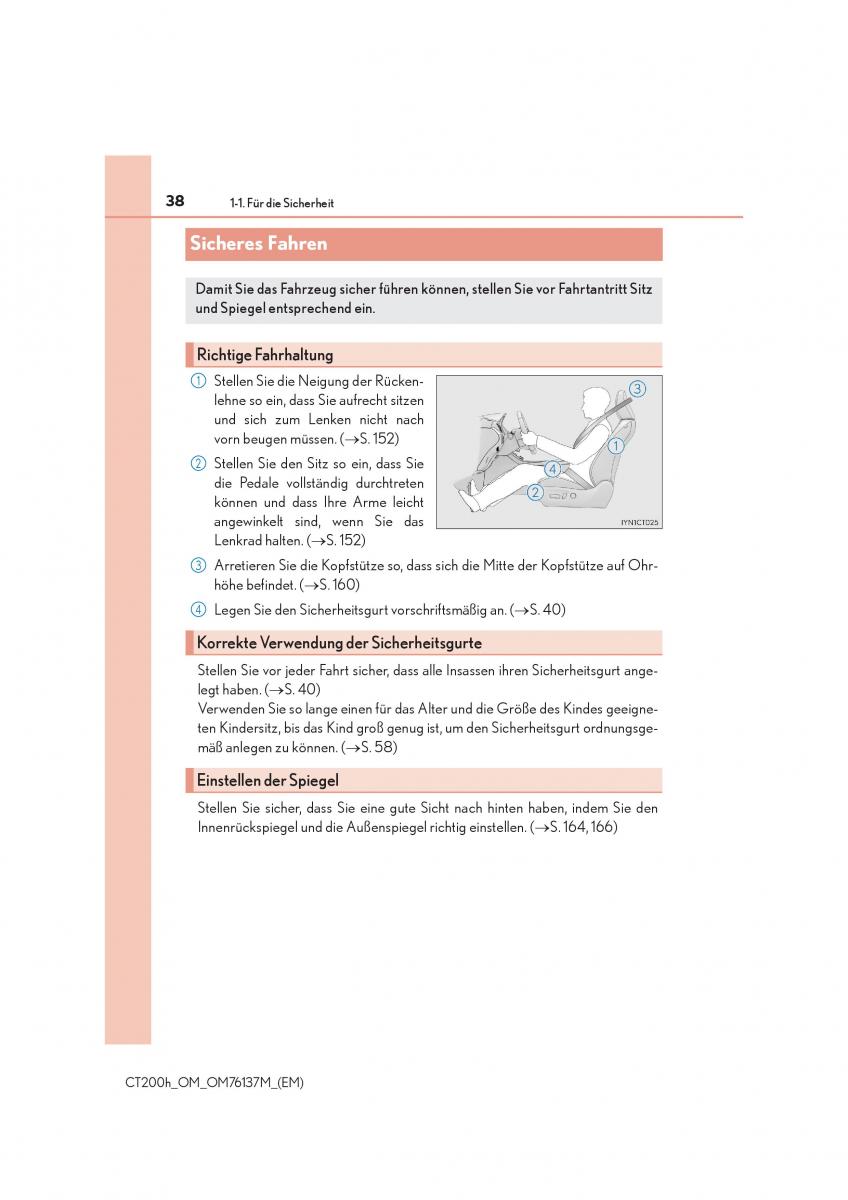 Lexus CT200h Handbuch / page 38