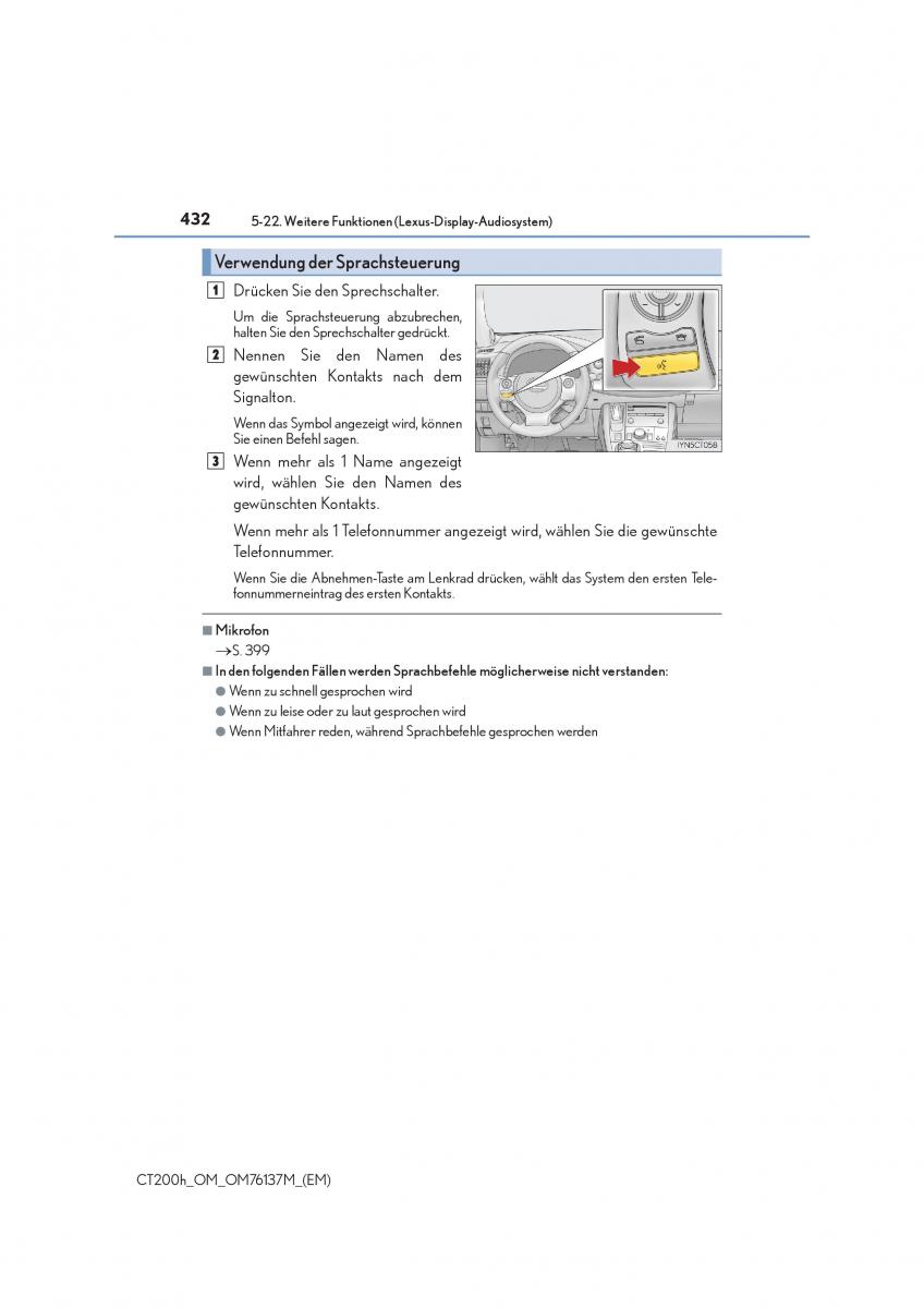 Lexus CT200h Handbuch / page 432