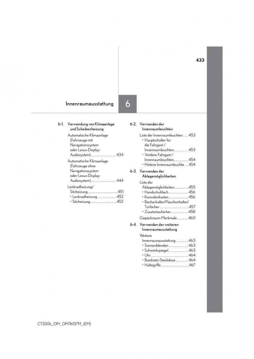 Lexus CT200h Handbuch / page 433