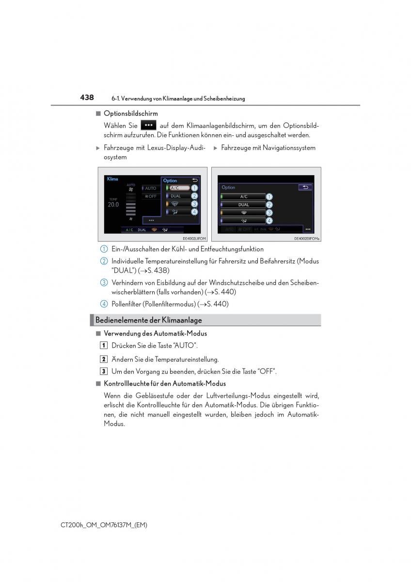 Lexus CT200h Handbuch / page 438