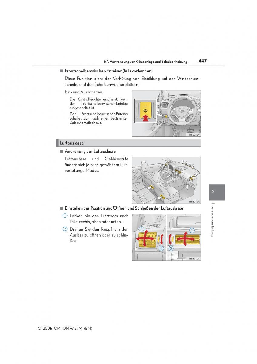 Lexus CT200h Handbuch / page 447