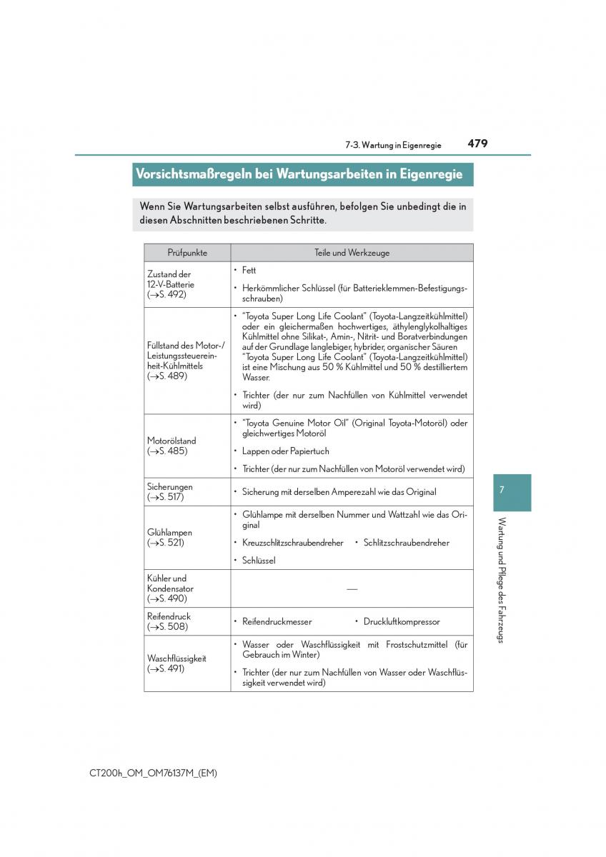 Lexus CT200h Handbuch / page 479