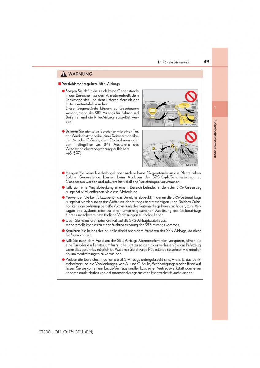 Lexus CT200h Handbuch / page 49