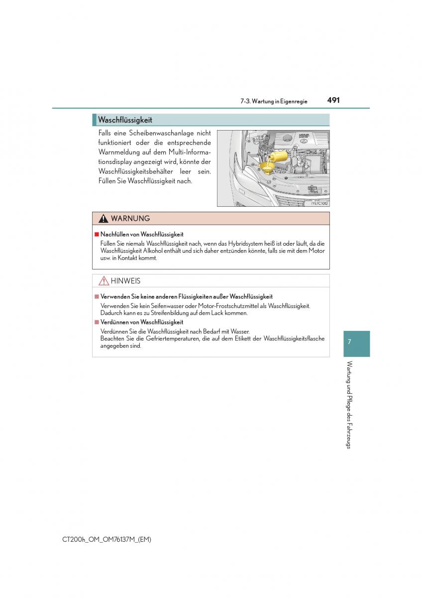 Lexus CT200h Handbuch / page 491