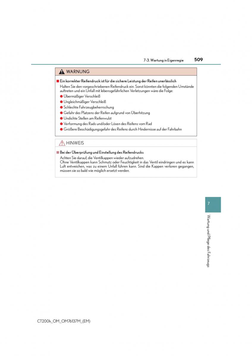 Lexus CT200h Handbuch / page 509