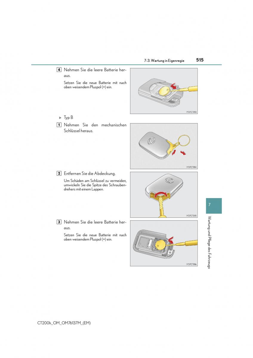 Lexus CT200h Handbuch / page 515