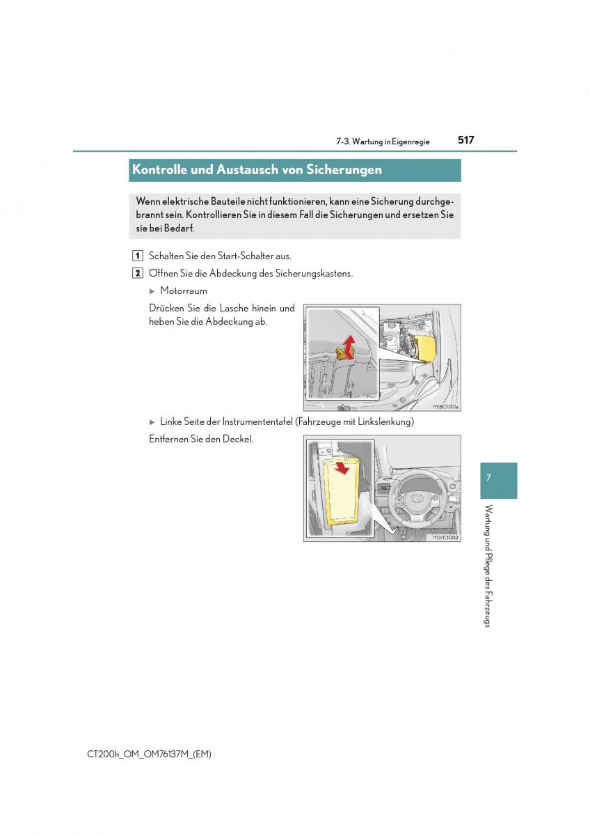 Lexus CT200h Handbuch / page 517