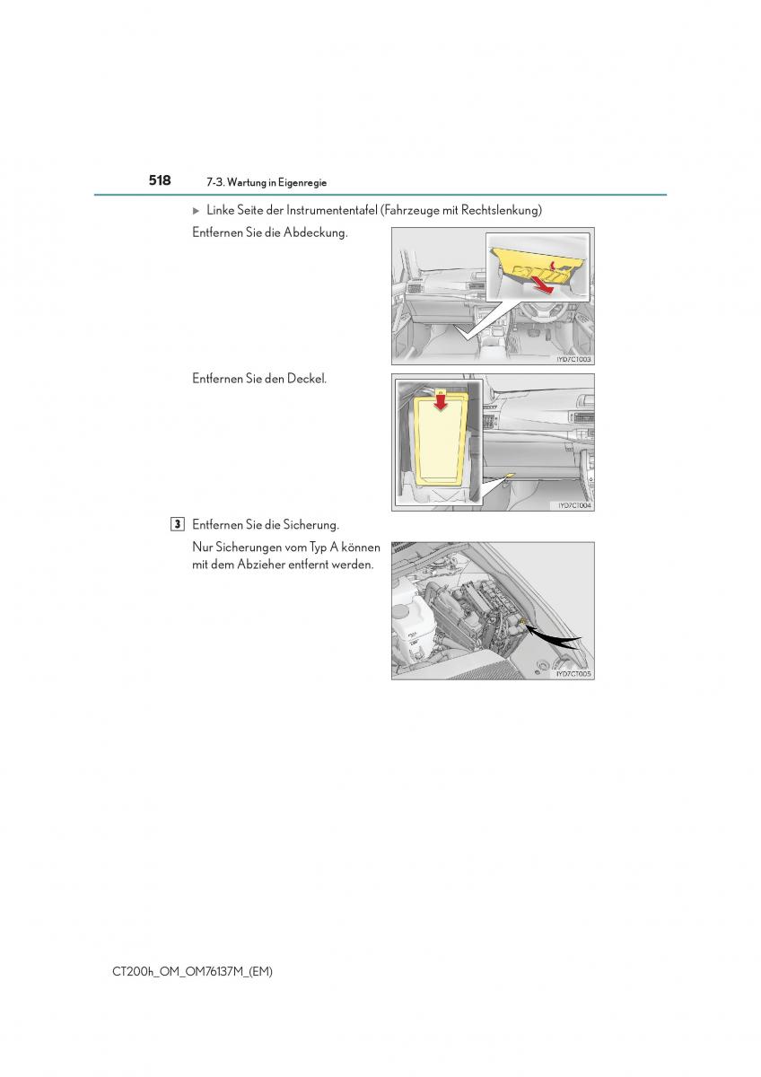 Lexus CT200h Handbuch / page 518