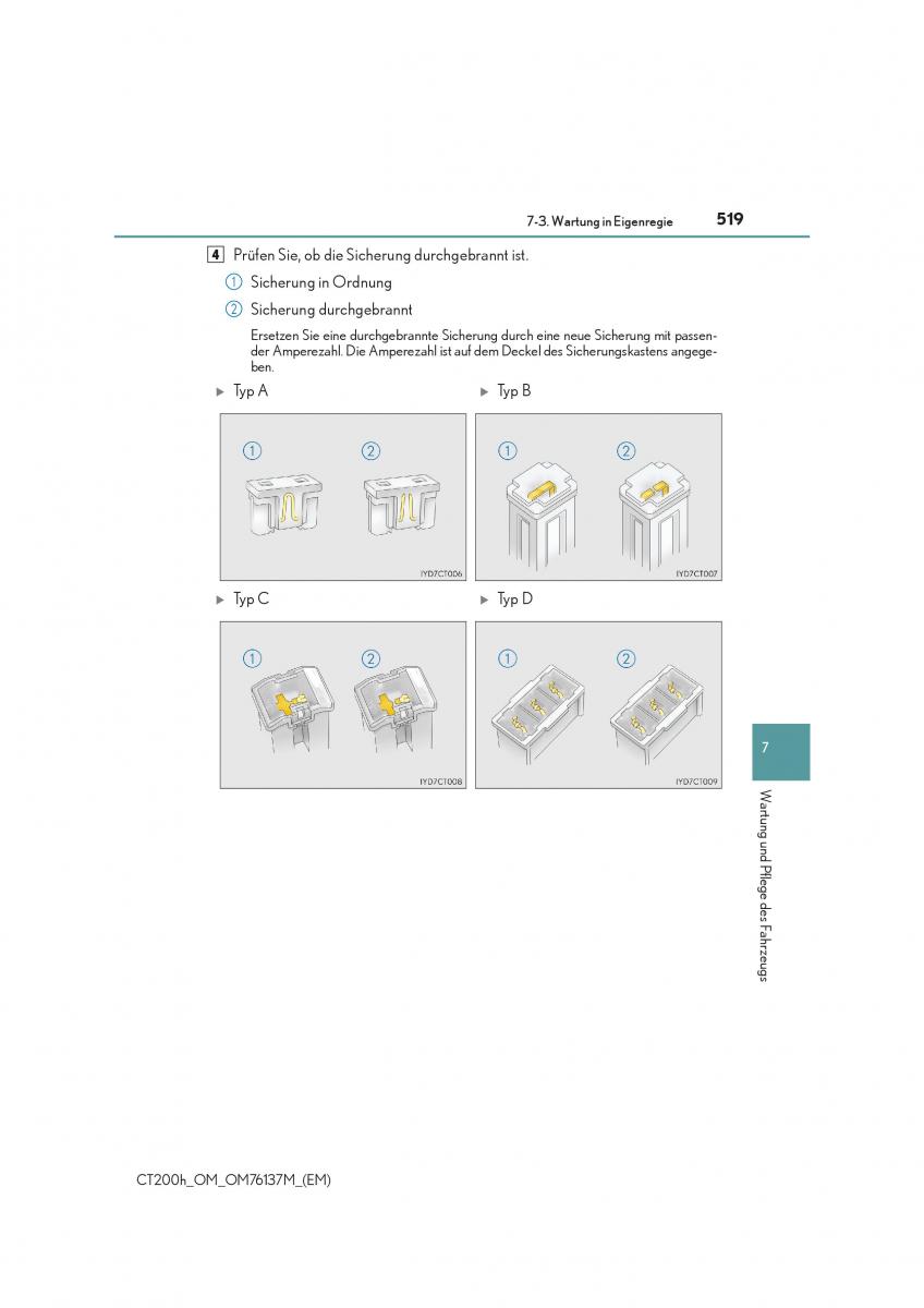 Lexus CT200h Handbuch / page 519