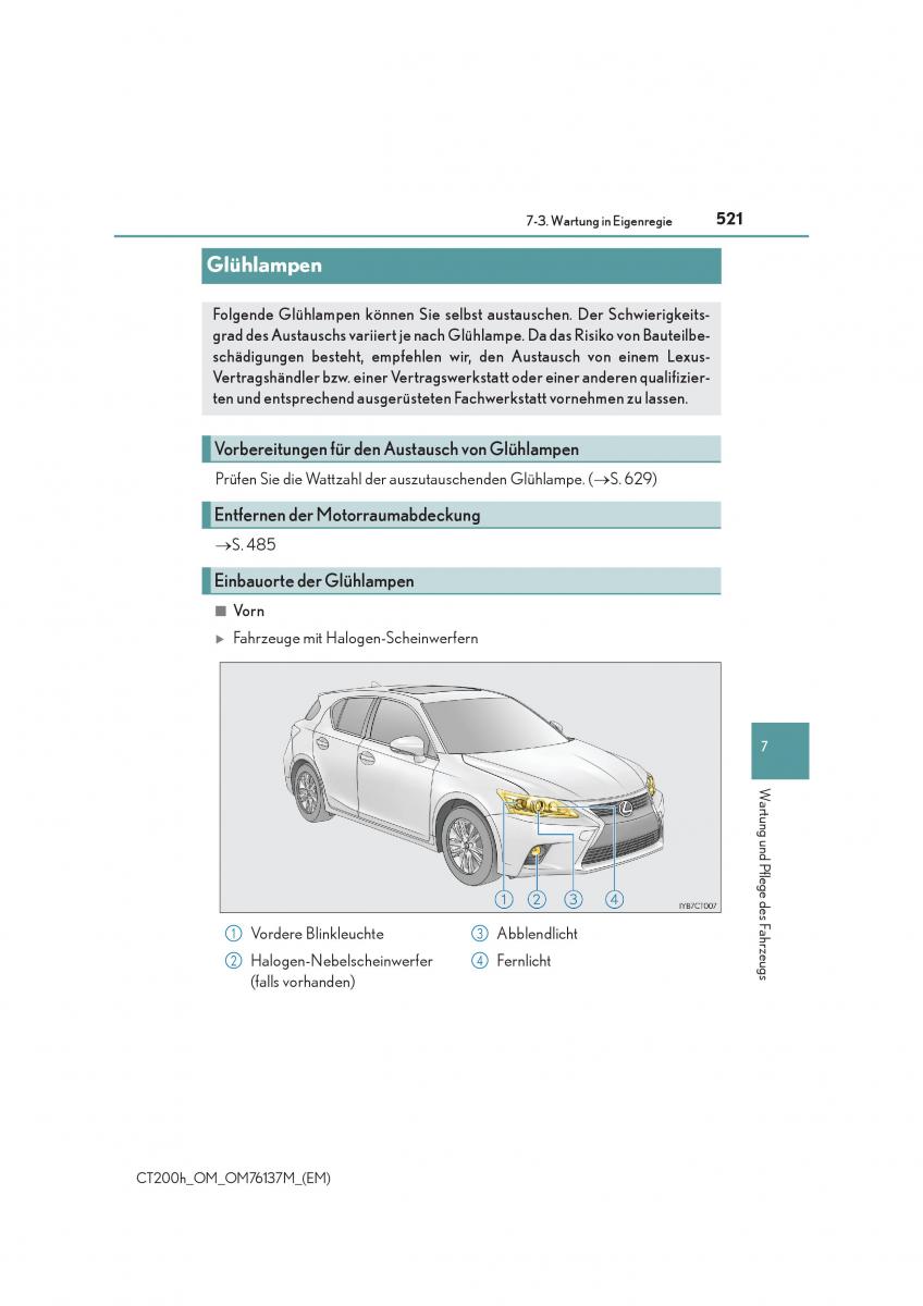 Lexus CT200h Handbuch / page 521