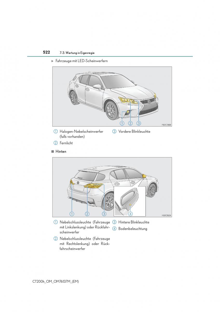 Lexus CT200h Handbuch / page 522