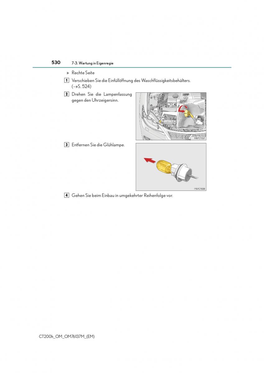 Lexus CT200h Handbuch / page 530