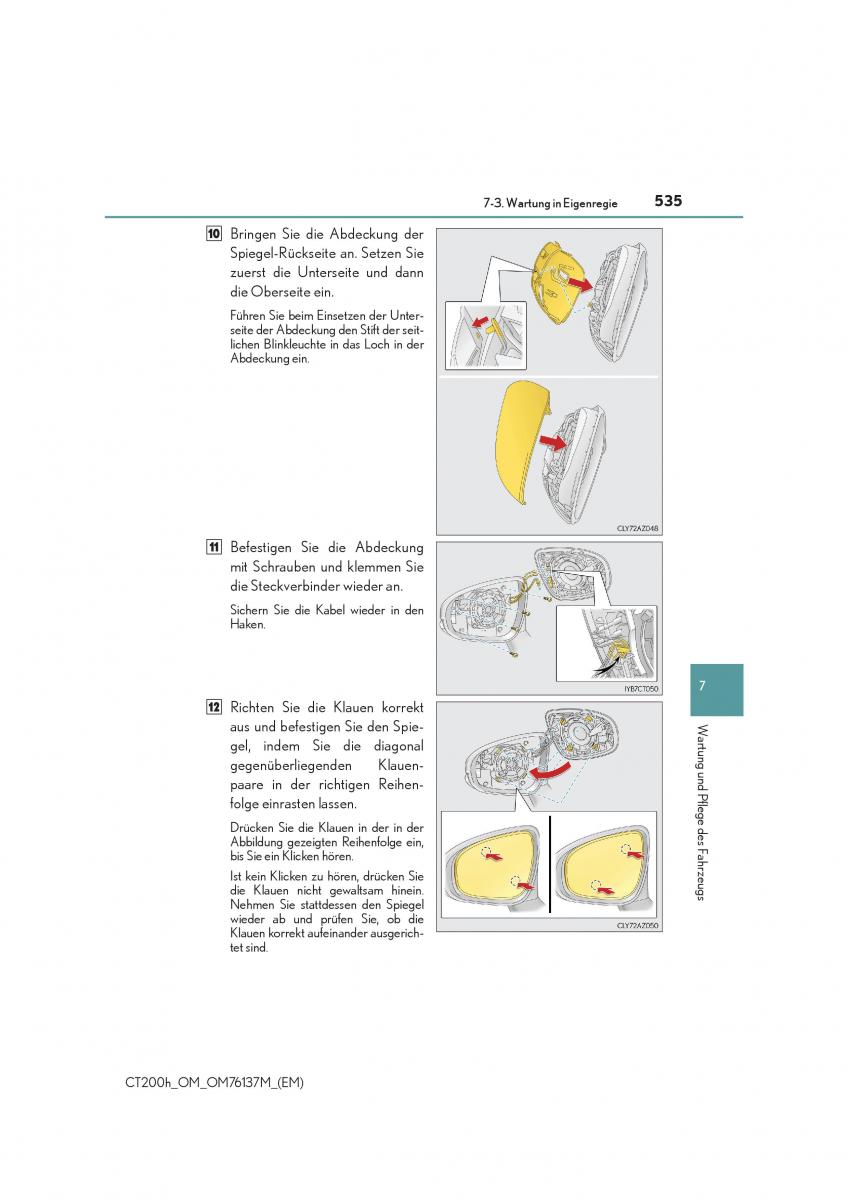 Lexus CT200h Handbuch / page 535