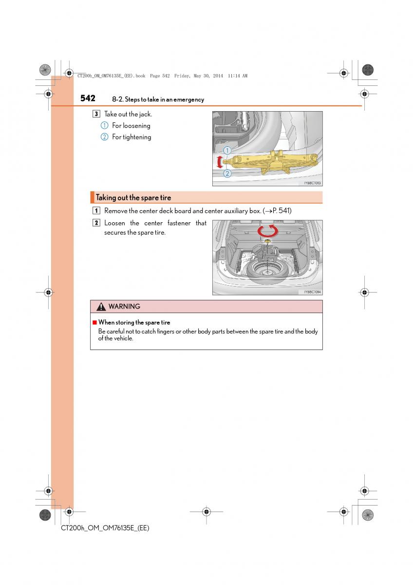 Lexus CT200h owners manual / page 542