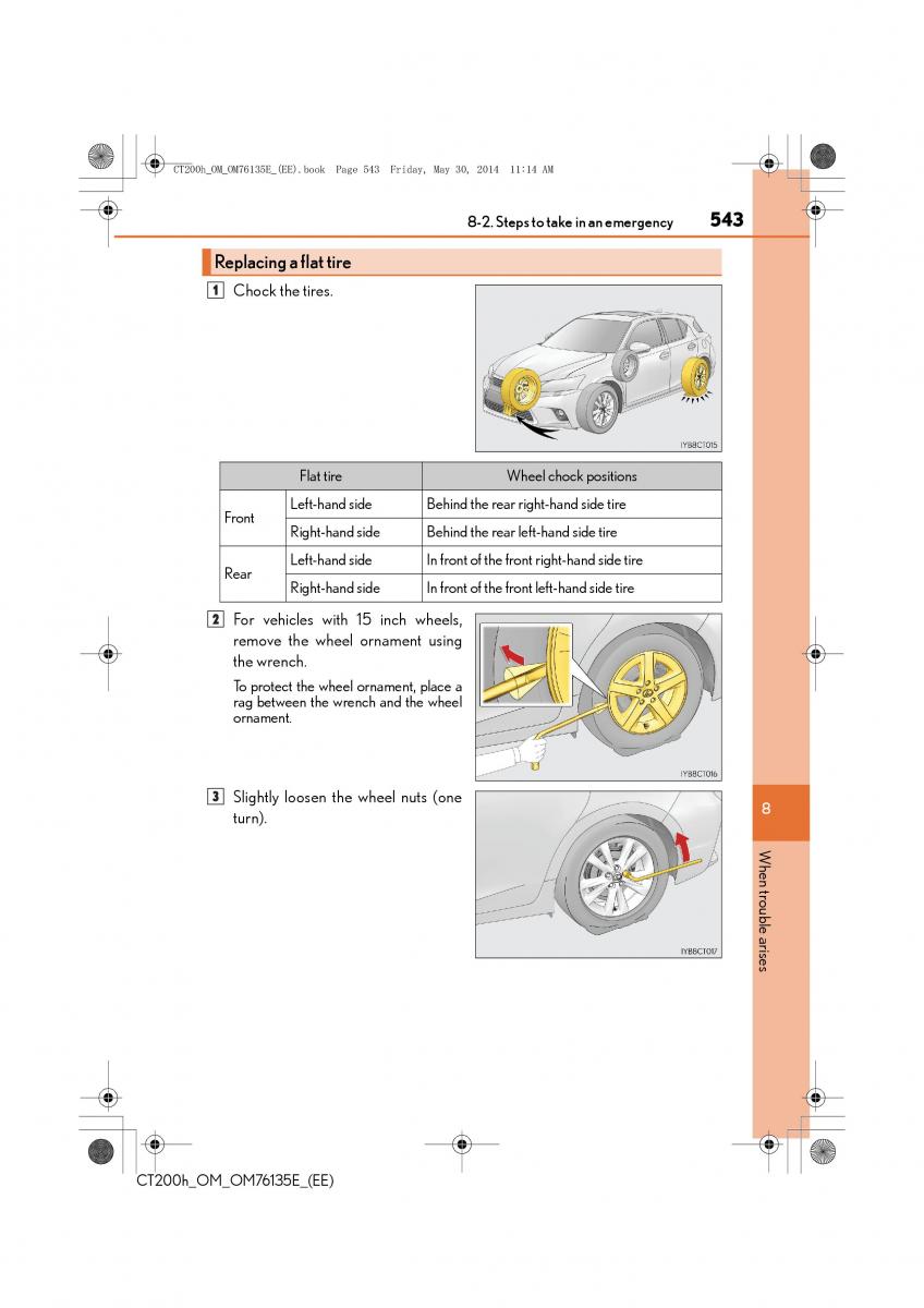 Lexus CT200h owners manual / page 543