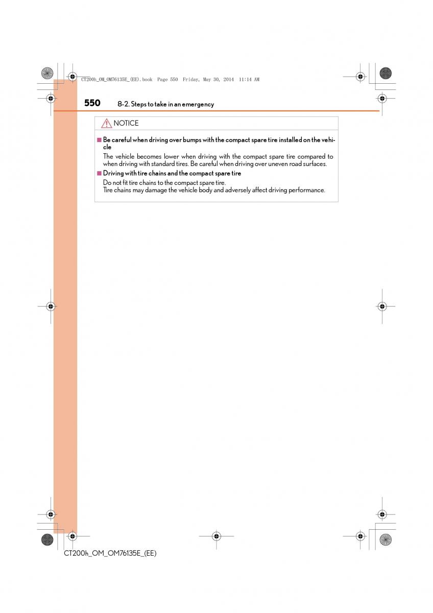 Lexus CT200h owners manual / page 550