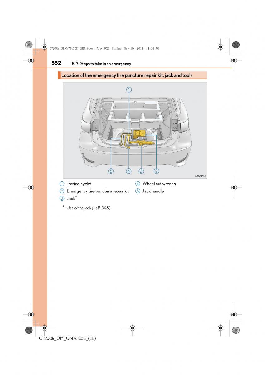 Lexus CT200h owners manual / page 552