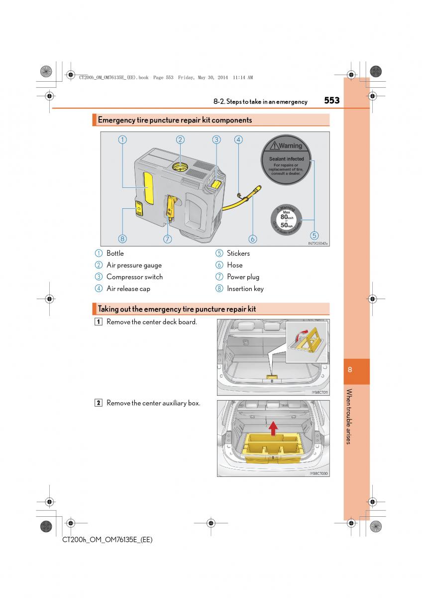 Lexus CT200h owners manual / page 553