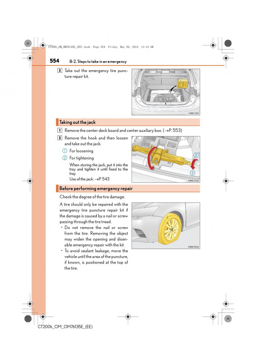 Lexus CT200h owners manual / page 554