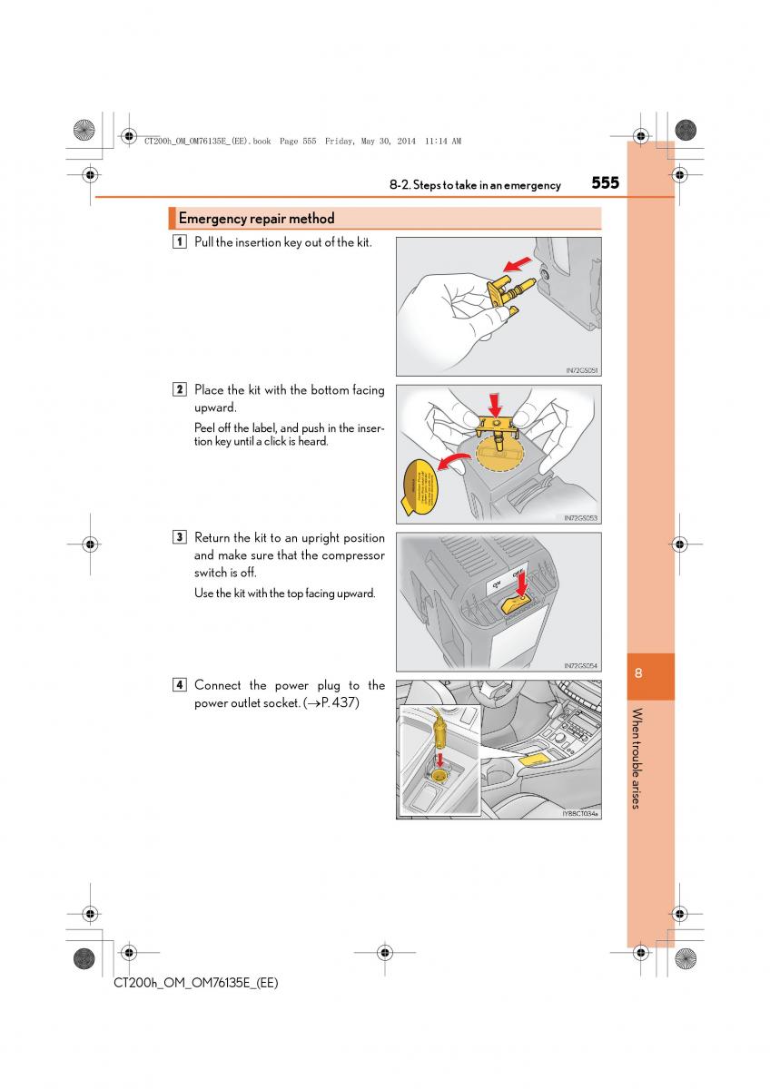 Lexus CT200h owners manual / page 555