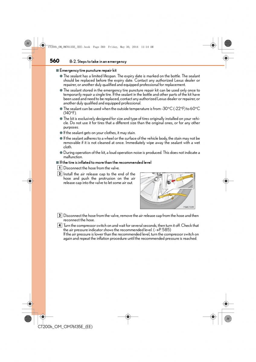 Lexus CT200h owners manual / page 560