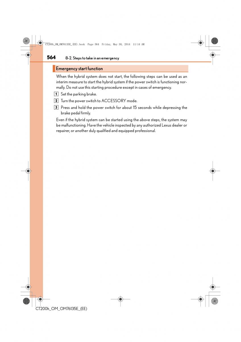 Lexus CT200h owners manual / page 564