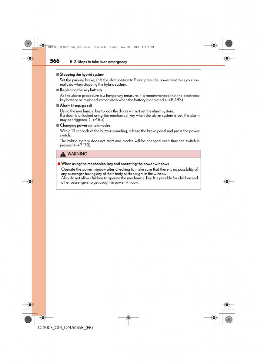 Lexus CT200h owners manual / page 566