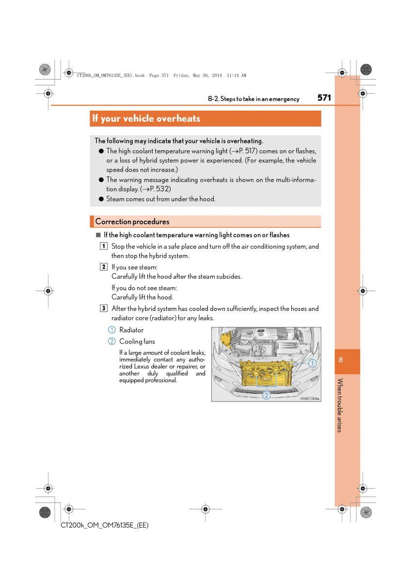 Lexus CT200h owners manual / page 571