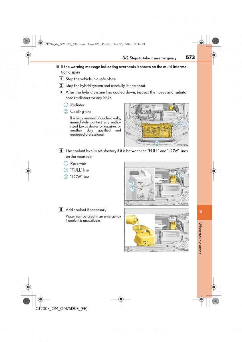 Lexus CT200h owners manual / page 573