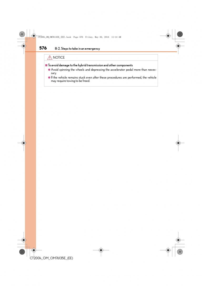 Lexus CT200h owners manual / page 576