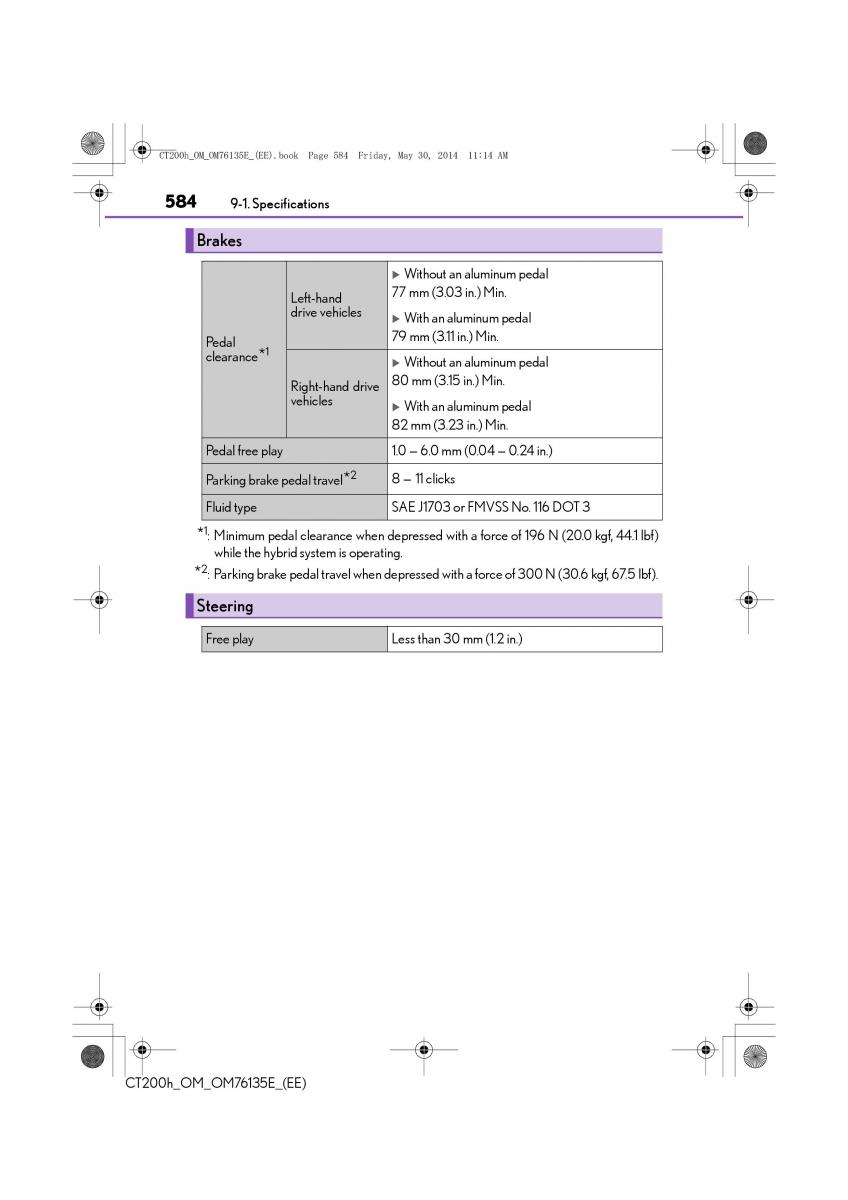 Lexus CT200h owners manual / page 584