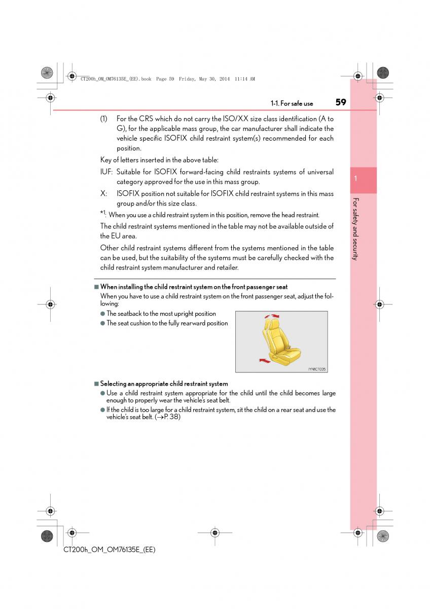 Lexus CT200h owners manual / page 59