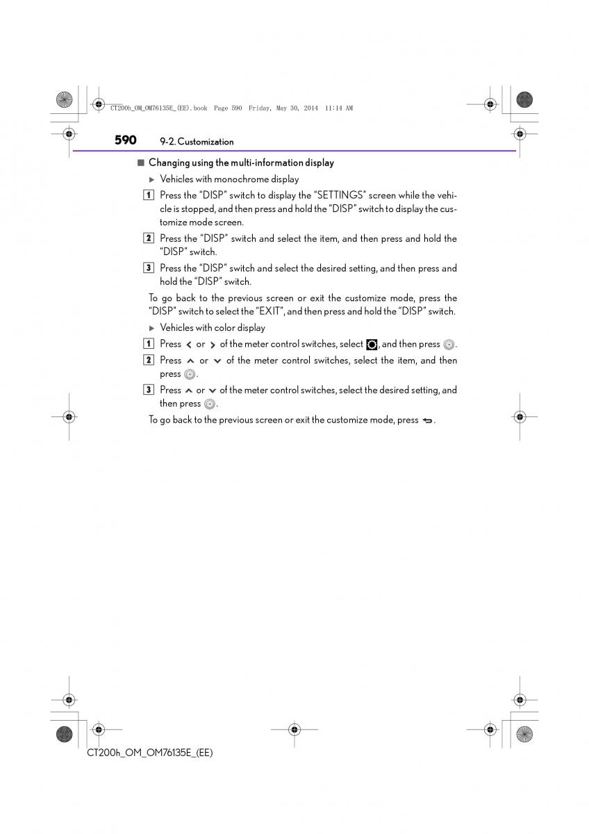 Lexus CT200h owners manual / page 590