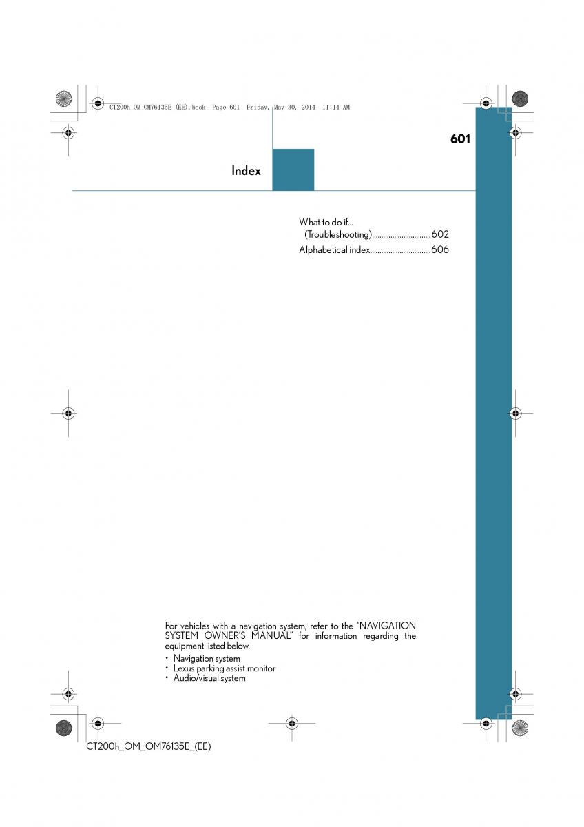 Lexus CT200h owners manual / page 601