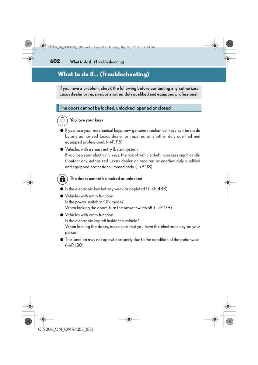 Lexus CT200h owners manual / page 602