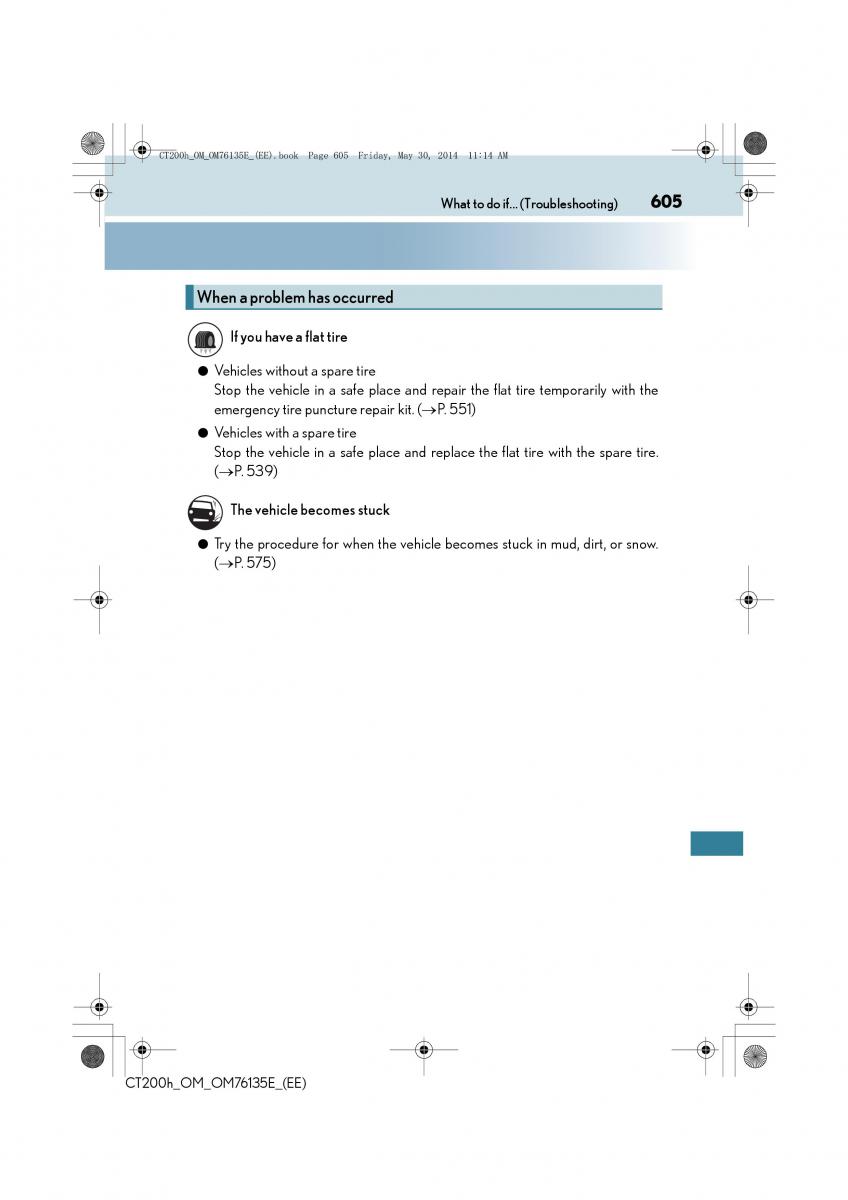 Lexus CT200h owners manual / page 605