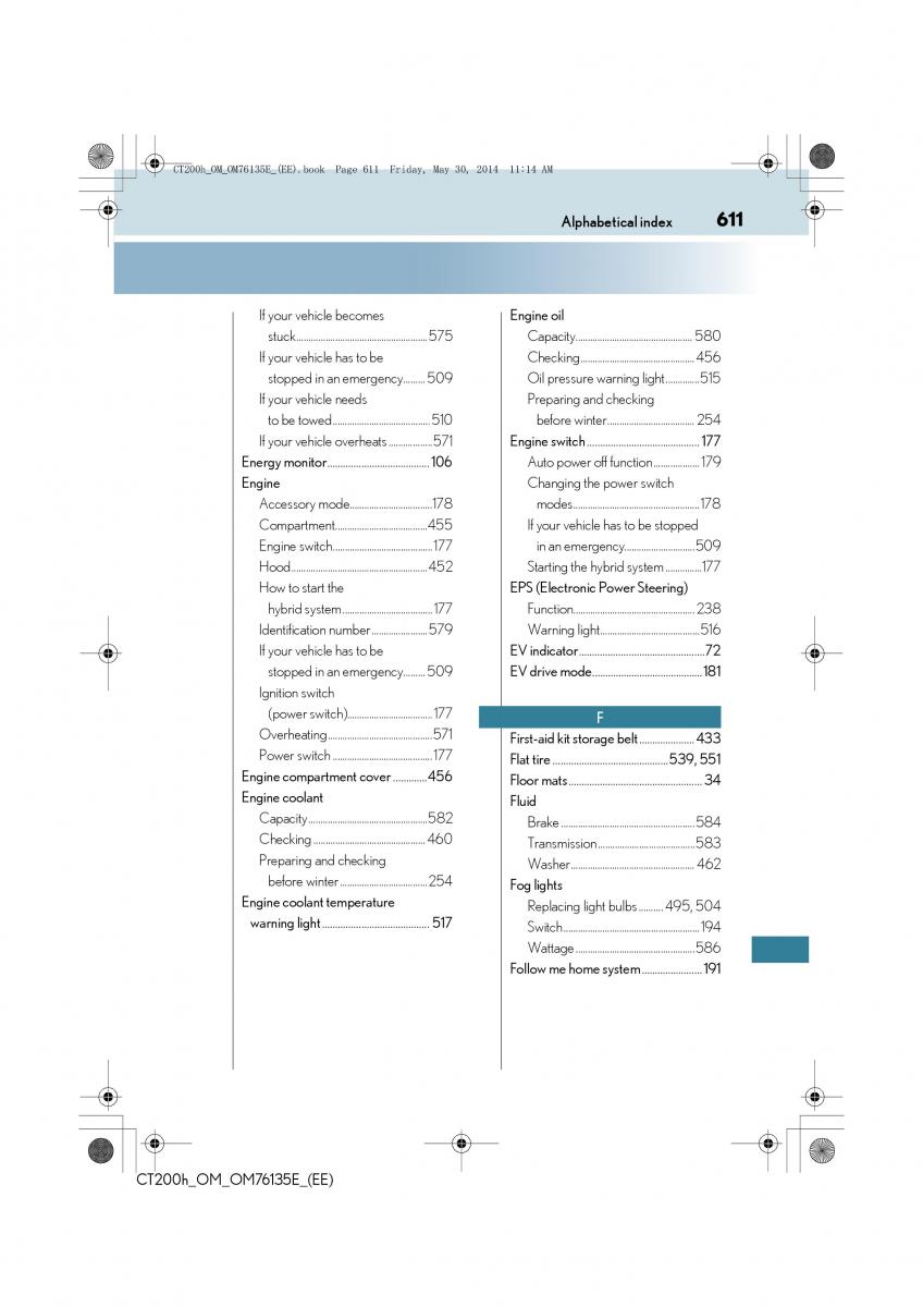 Lexus CT200h owners manual / page 611