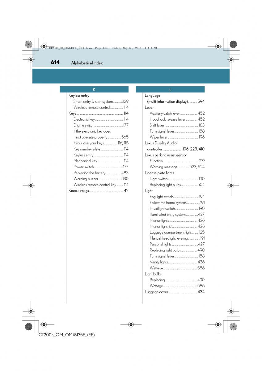 Lexus CT200h owners manual / page 614