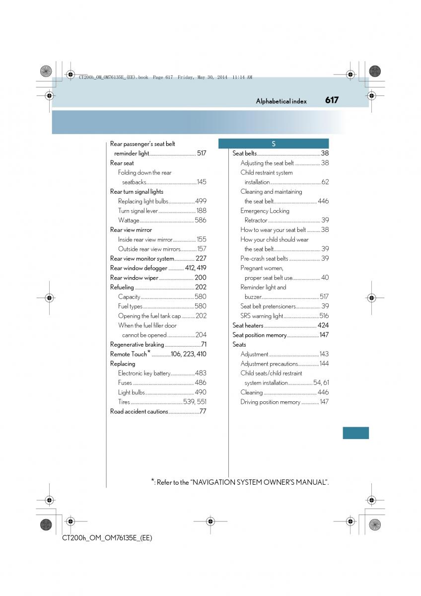 Lexus CT200h owners manual / page 617