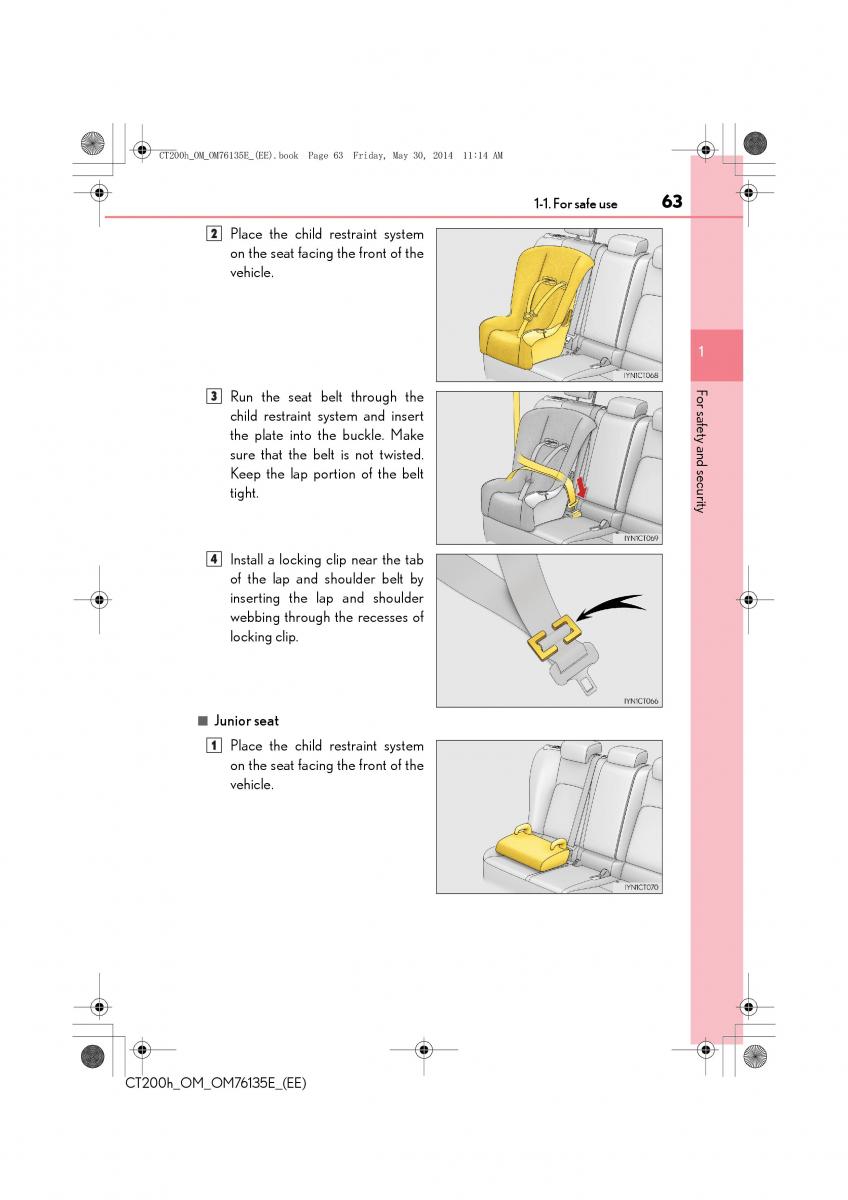 Lexus CT200h owners manual / page 63